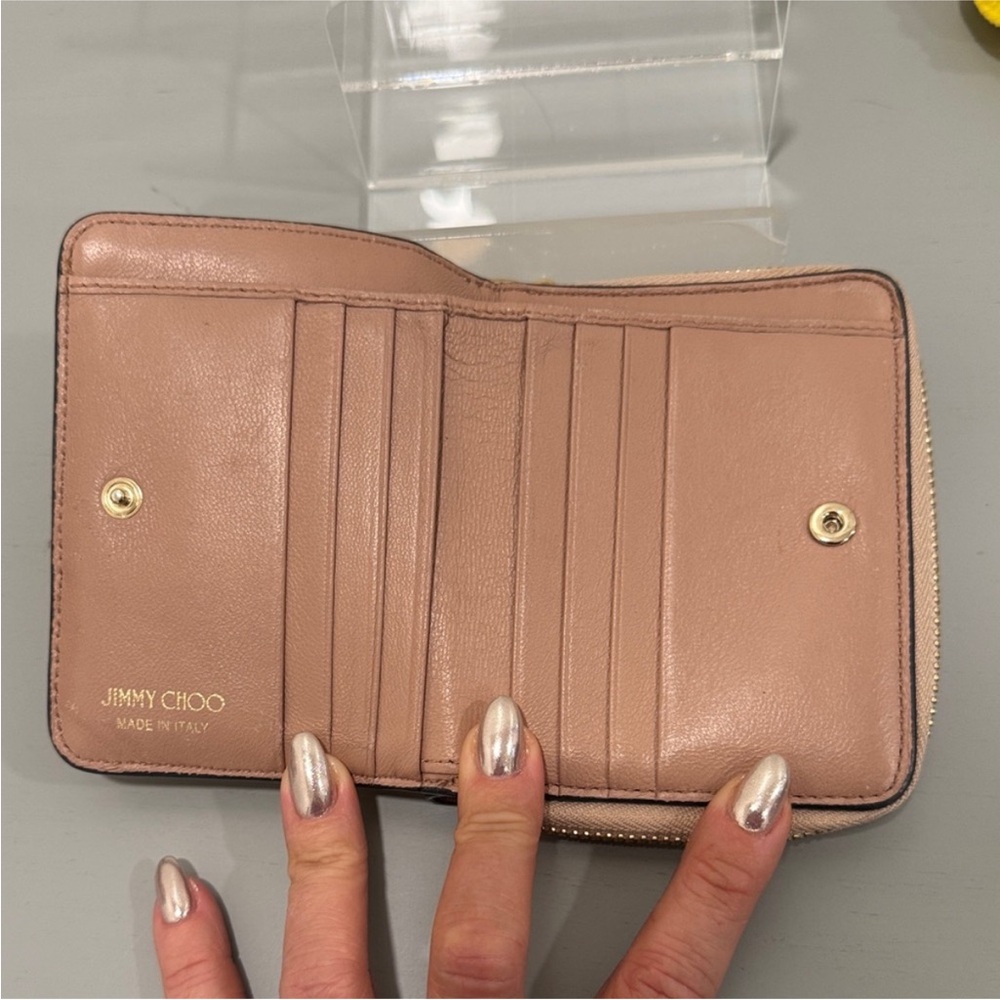 Jimmy Choo Regina Metallic Gold Python Leather Wallet - Picture 6 of 8